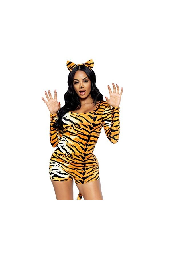 Leg Avenue Untamed Tiger Adult Sized Costumes, Orange, Noir, M-L Femme