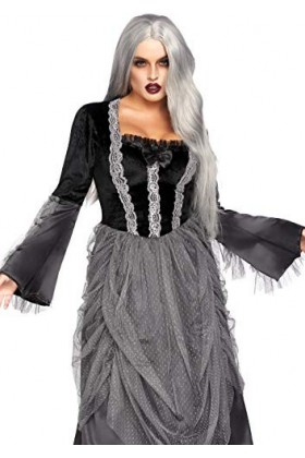 Leg Avenue- Victorian Ball Gown Adult Sized Costumes, 85635-19701-Small-BlackGrey, Gris Noir, S EUR 36-38 