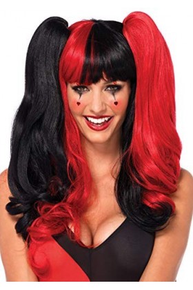 Leg Avenue - Harlequin Wig, Taille Unique Noir Rouge 