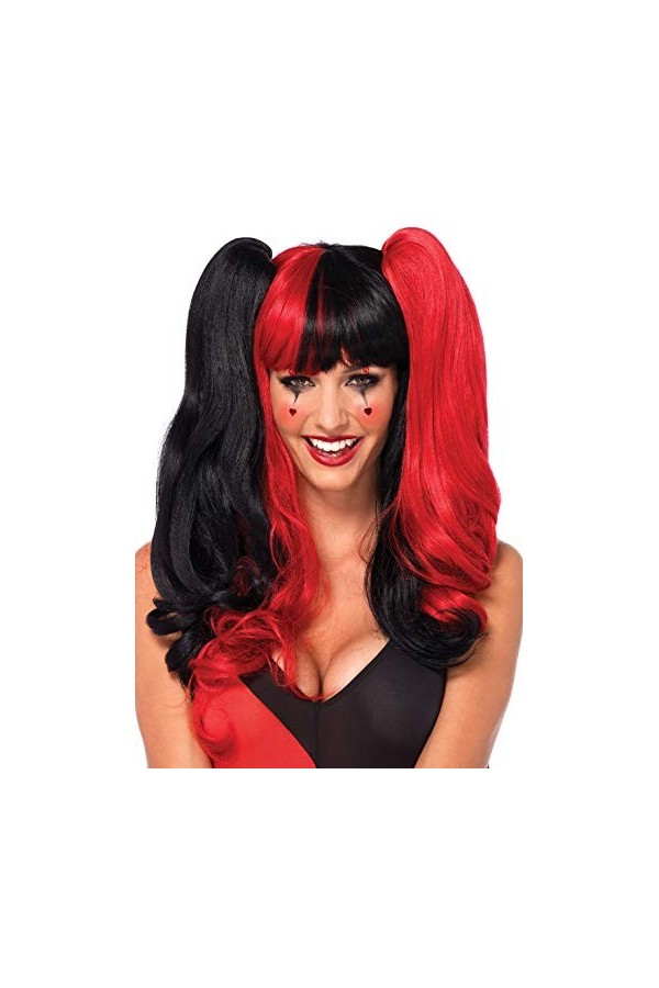 Leg Avenue - Harlequin Wig, Taille Unique Noir Rouge 