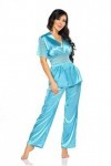 Pyjama élégant en satin avec dentelle - Beauty Night Missy, Turquoise, turquoise turquoise , M