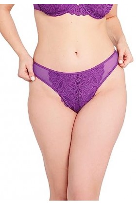 SANS COMPLEXE, String, Modèle Attirance, Femme, Dentelle et Tulle créent des Jeux de Transparence sur Votre Peau, Violet Vif,