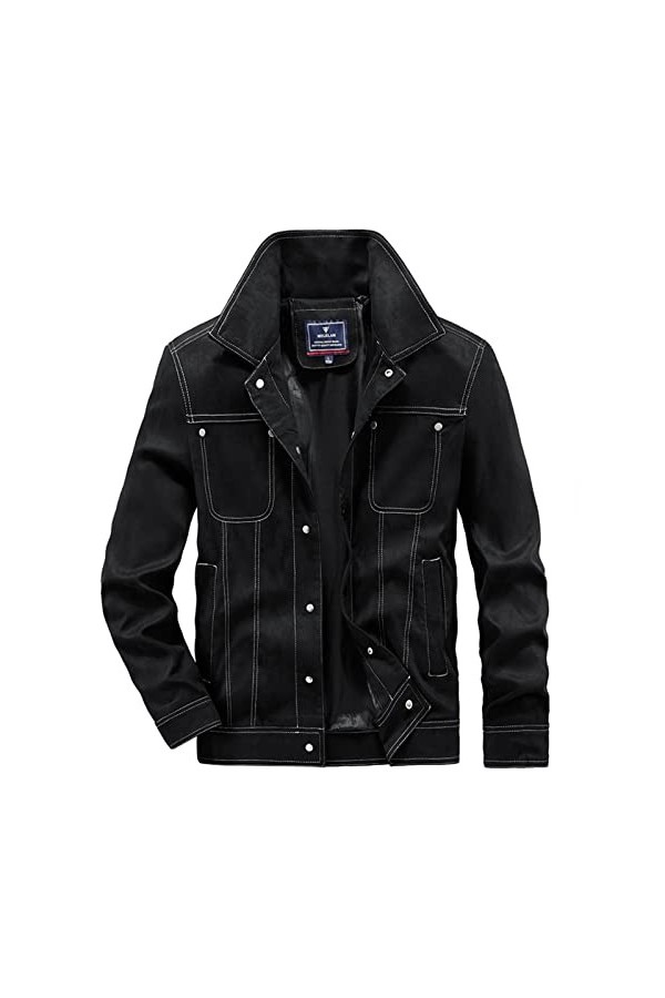 CUTeFiorino Veste de moto en cuir pour homme - Aspect daim - Léger - Fermeture éclair - Avec poches - Veste dextérieur - Pou
