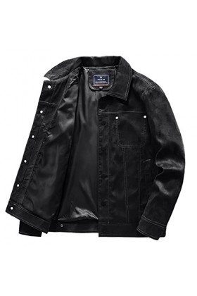 CUTeFiorino Veste de moto en cuir pour homme - Aspect daim - Léger - Fermeture éclair - Avec poches - Veste dextérieur - Pou