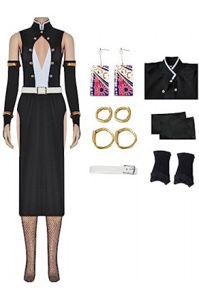 Foanja Déguisement Uzui Tengen Femme Cosplay Demon Slayer Corps Uzui Tengen Complet Anime Uniforme Sexy Robe et Bas avec Bouc