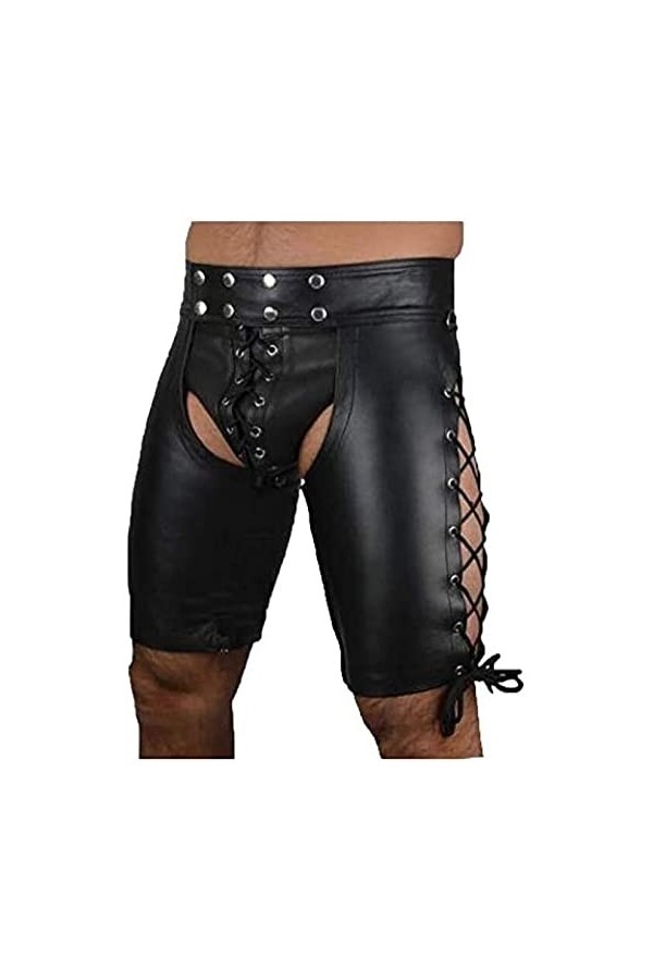 Short Sexy Pour Homme Avec Pantalon En Similicuir Pour Discothèque À Fesses Ouvertes,Noir,Moyen