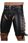 Short Sexy Pour Homme Avec Pantalon En Similicuir Pour Discothèque À Fesses Ouvertes,Noir,Moyen