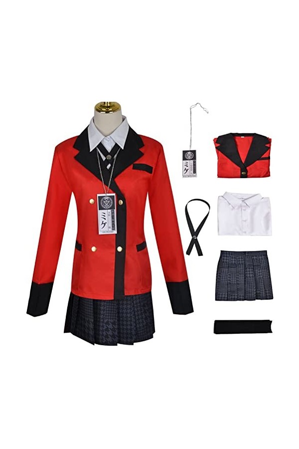 Foanja Momobami Kirari Déguisement Femme Cosplay Kakegurui Scolaire Uniforme Complet Vestes Chemises Jupes et Accessoires pou