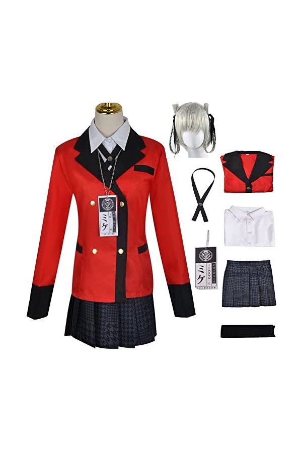 Foanja Momobami Kirari Déguisement Femme Cosplay Kakegurui Scolaire Uniforme Complet Vestes Chemises Jupes et Accessoires pou