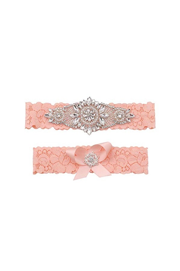 Jarretière élastiquée avec nœud en Dentelle, Tour de Jambe Haut de Gamme Porte-Jarretelles en Dentelle élastique-Rouge pastèq