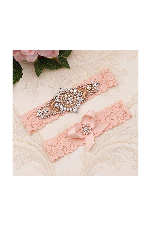 Jarretière élastiquée avec nœud en Dentelle, Tour de Jambe Haut de Gamme Porte-Jarretelles en Dentelle élastique-Rouge pastèq