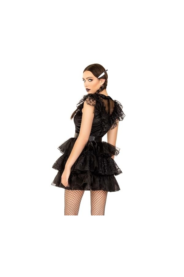 Leg Avenue 3 PC Raving Rebel, includes velvet and lace dress with organza tiered skirt, belt, and knife hair clip