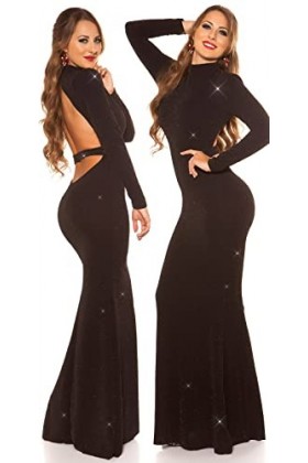 Koucla Robe sexy rouge Carpet avec wow! dos, noir/or, L