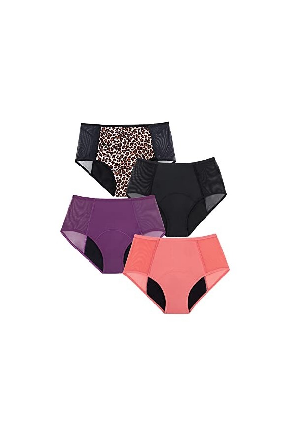 sous-vêtements pour Femmes, Culotte en Coton Taille Haute à Couverture complète Culotte colorée pour Femme Culotte physiologi