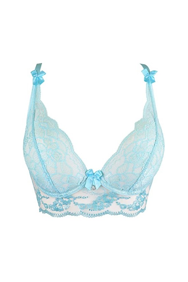 Axami Soutien-gorge bustier transparent avec dentelle florale menthe, menthe, 85C