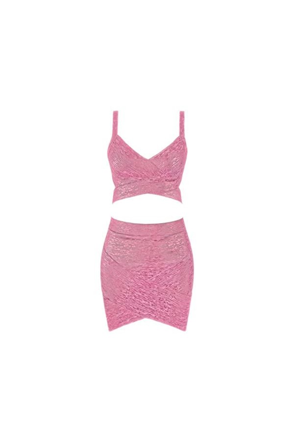 VUHF Robe en Argent Bleu Rose 2 pièces Robe dorée métallique Brillante 2019 Nouveau Mini Jupe de discothèque Sexy Sexy Party