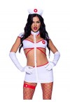 Leg Avenue 4 PC Heartstopping Nurse, includes strappy cut-out dress with snap detail, gloves, headband, and garter.