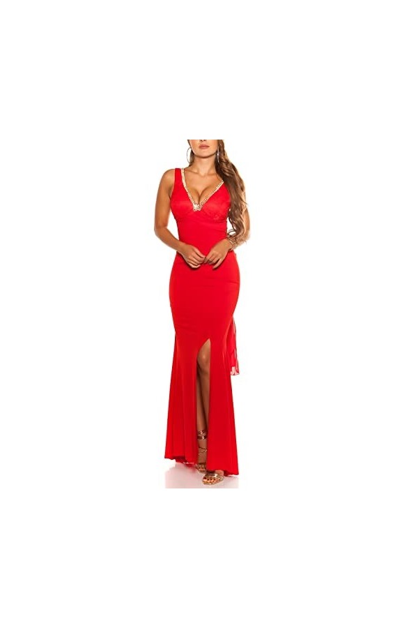 Koucla Robe de soirée sexy avec dentelle, rouge, M