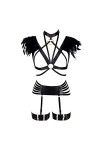 BANSSGOTH Femmes Plumes épaulette Harnais Soutien-Gorge à lanières Complet du Corps en Cage Porte-Jarretelles Ensemble Festiv