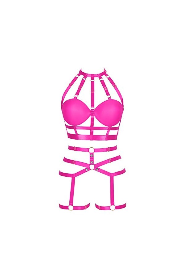BANSSGOTH Cage complète Harnais Femmes Gothique Lingerie Punk Jarretelles Porte-Jarretelles Haut Soutien-Gorge évider Taille 