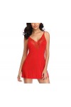 RWRAPS Pyjama Sexy en Dentelle Sexy avec Bretelles en V Profond Rouge sous-vêtements créatifs Couleur : Rouge, Taille : XXX-