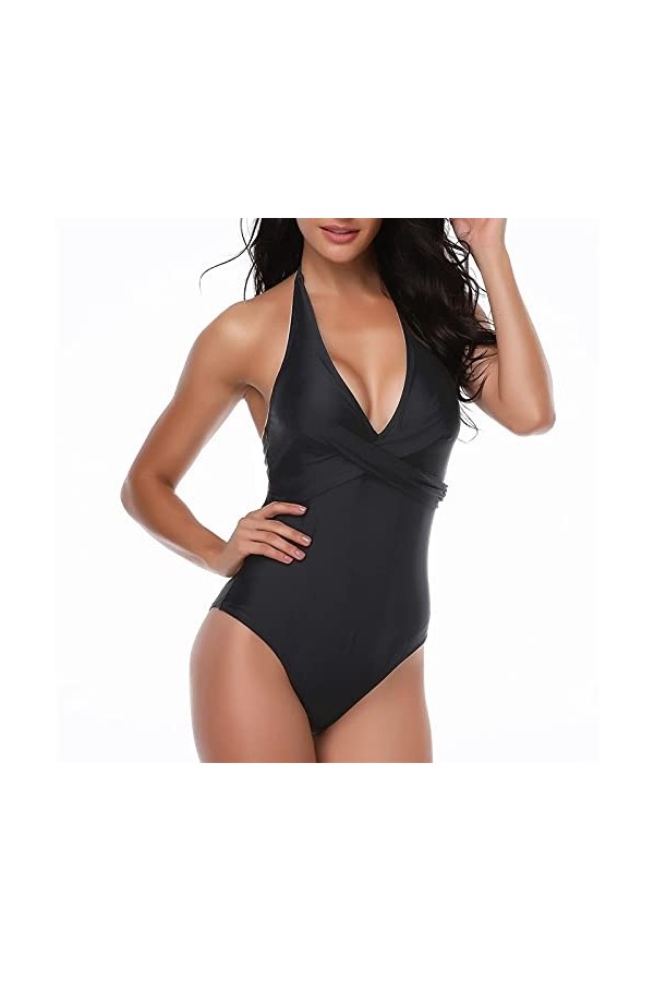 Générique Generic Femmes Taille Haute Maillots de Bain Maillot de Bain Une Pièce Rouge Maillots de Bain Solide Halter Bandage