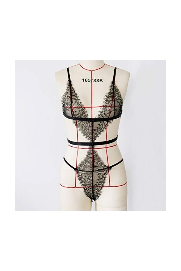 generic Lingerie Femme Sous-vêtements Cils Dentelle Garniture Sexy Combinaison Uniforme Tentation Adulte Dames Sling Perspect