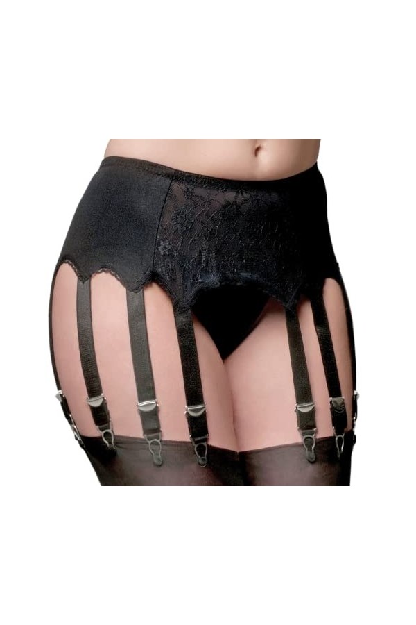 Nylon Dreams NDL13 Porte-jarretelles avec 12 sangles avant en dentelle taille S, rouge 