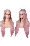 DUNEL Wig For Women Long Straight Hair Pink/Winered Pre Plucked Middle Part Hairline Costume Cosplay Wigs for Women Beauty fo