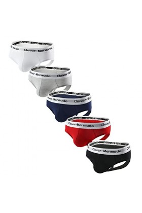 Lot de 5 sous-vêtements sexy pour homme en coton avec poche pénis, 5 pièces, L