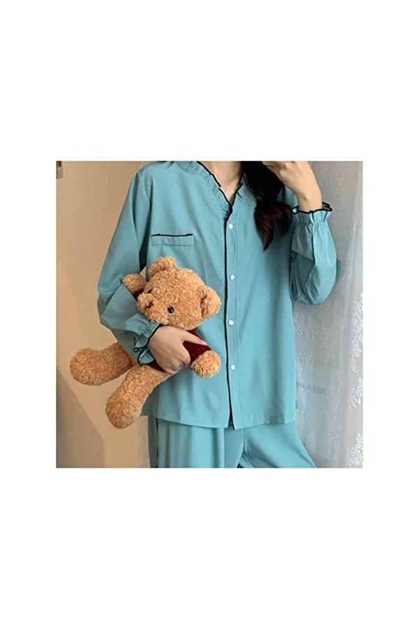 GYQWJPC Pyjama Femmes Taines Élégantes Mode Homewear Nighty Lounge Porter des vêtements de Nuit Simples Confortables 2 pièces