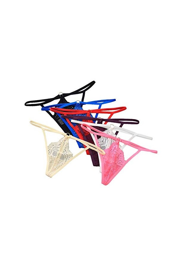 VPbao Dentelle Taille Basse String Femme Érotique Ficelle 4Pcs Aléatoire