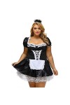 N/X Halloween Satin Français Maid Adulte Uniforme Déguisements Costume Plus La Taille Robe Exotique Sexy-01_M