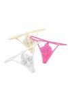 VPbao Dentelle Taille Basse String Femme Érotique Ficelle 4Pcs Aléatoire