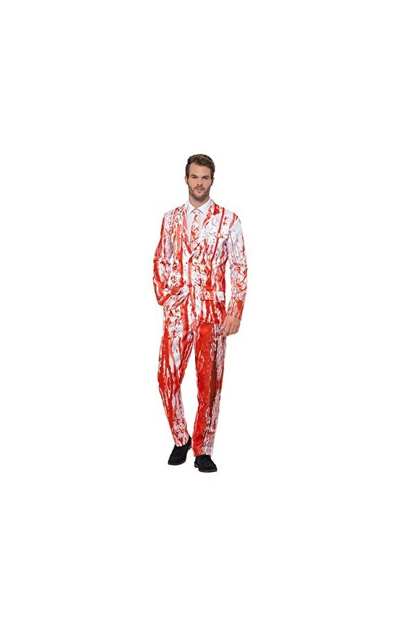 Blood Drip Suit, Red, with Jacket, Trousers & Tie, XL 