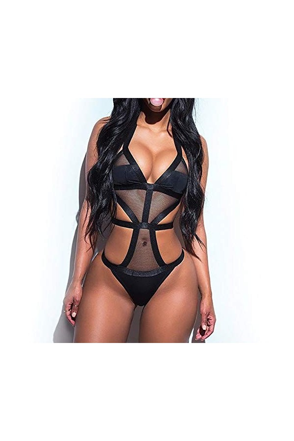 Creative sous-vêtements Dames Sexy Combinaison Dentelle Pyjama sous-vêtements Noir Maillot de Bain Une pièce Maillot de Bain 