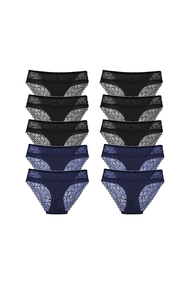 LLaviD Culotte Femme 10pcs Set des sous-vêtements Féminins pour Femmes Soft Confort-Set 6-l-10pcs