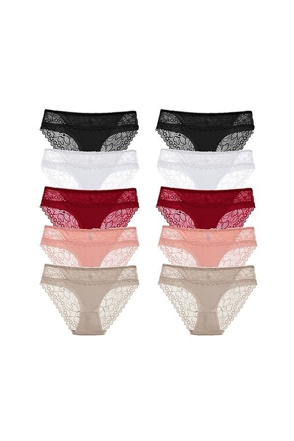LLaviD Culotte Femme 10pcs Set des sous-vêtements Féminins pour Femmes Soft Confort-Set 6-l-10pcs