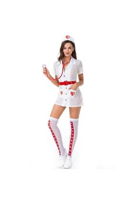 MOLUCI Femmes Sexy Infirmière Cosplay Costume Ensemble de Lingerie Transparent Glace Soie Vilaine Infirmière Uniforme Jeu de 