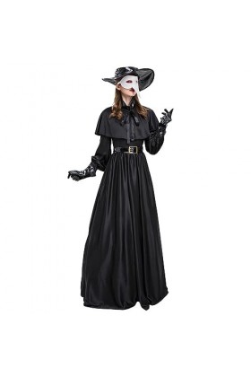 Costume de jeu de rôle gothique pour femme - 6 pièces - Robe sexy - Longueur genou - Noir - XL