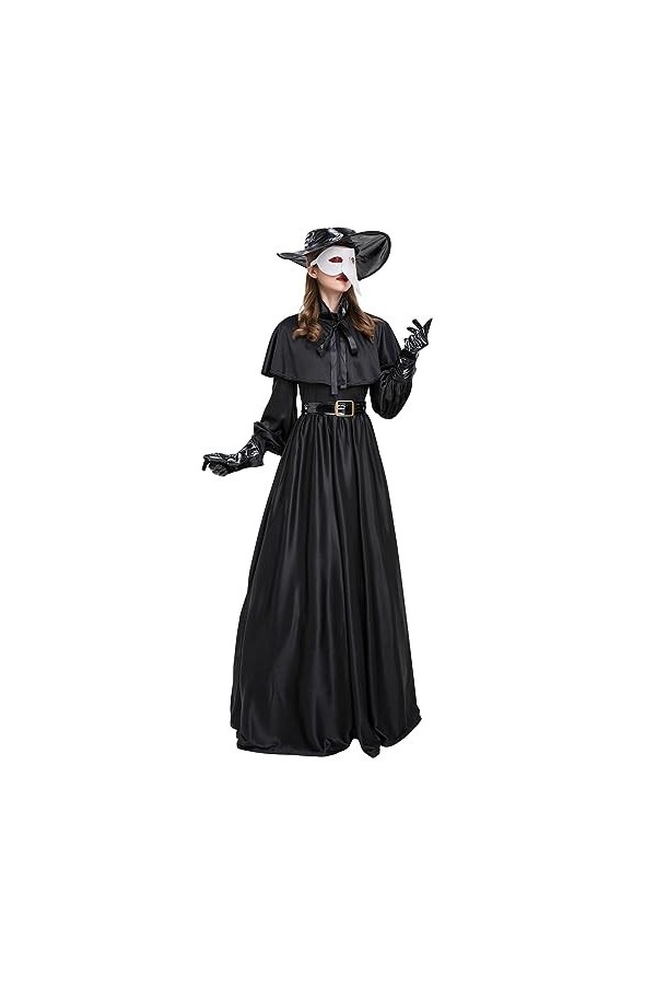 Costume de jeu de rôle gothique pour femme - 6 pièces - Robe sexy - Longueur genou - Noir - XL