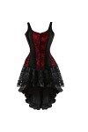 DELIGUO Bustiers et Corsets Femme - Robe Corset Sexy Vintage Fermeture Éclair Avant Bretelles Bustier Overbust avec Jupe en D