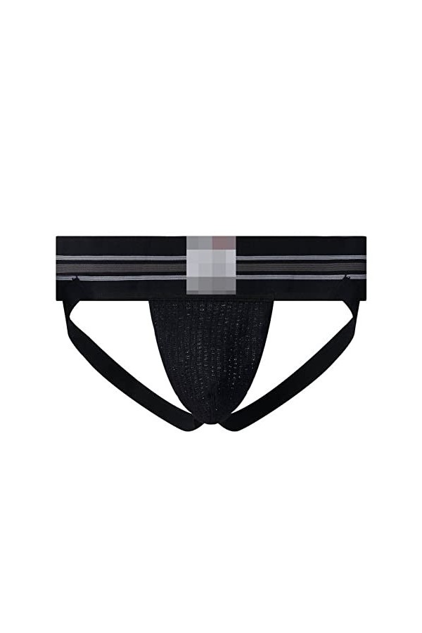 Faringoto Jock Strap Strings Sous-vêtement pour homme Jockstrap Large Bande Athlétique Soutien pour Homme, 5 Noir, Large