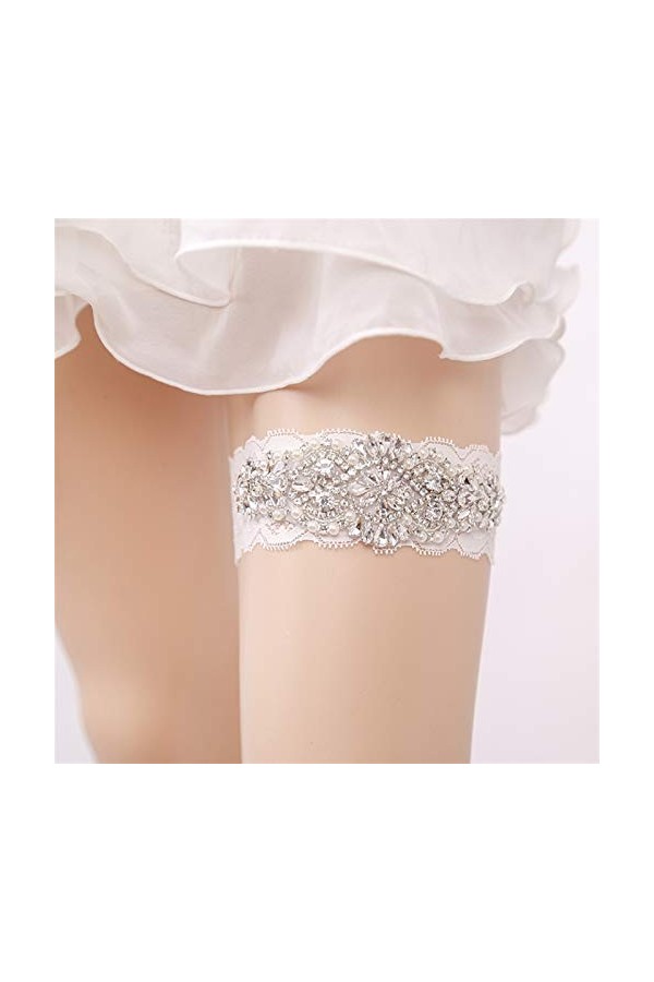  2pcs Porte-Jarretelles pour Dames Porte-Jarretelles Sexy en Dentelle Blanche Strass Accessoires de Mariage décoration de Ja