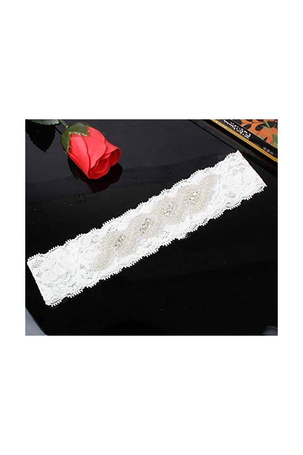 Jarretière en Dentelle de Ruban de Satin, Accessoires de Robe de mariée en Dentelle Extensible Porte-Jarretelles avec Boucle 