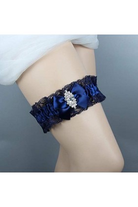 Ceintures en Dentelle Extensible jarretière Florale, Accessoires de Mariage de mariée Bleu Marine Anneau de Jambe Porte-Jarre