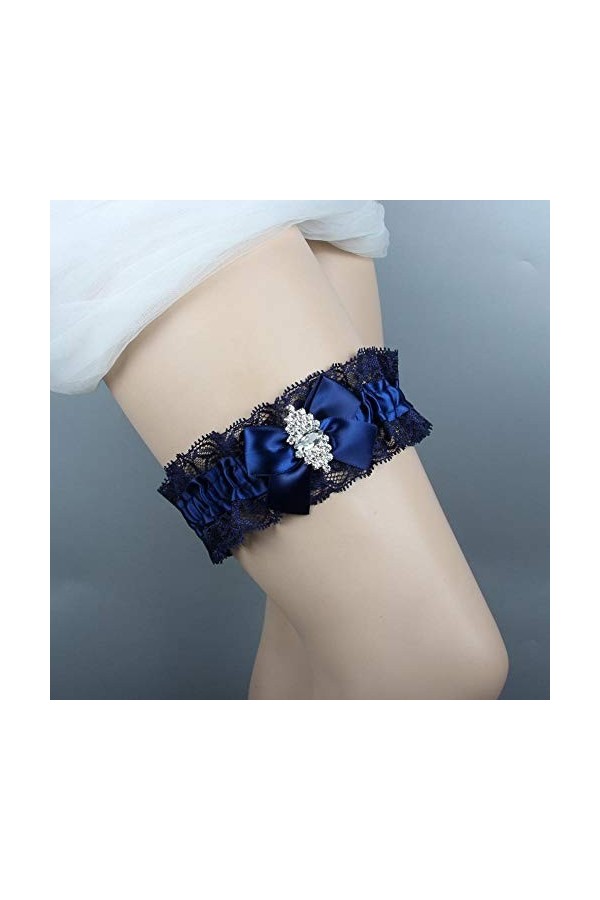 Ceintures en Dentelle Extensible jarretière Florale, Accessoires de Mariage de mariée Bleu Marine Anneau de Jambe Porte-Jarre