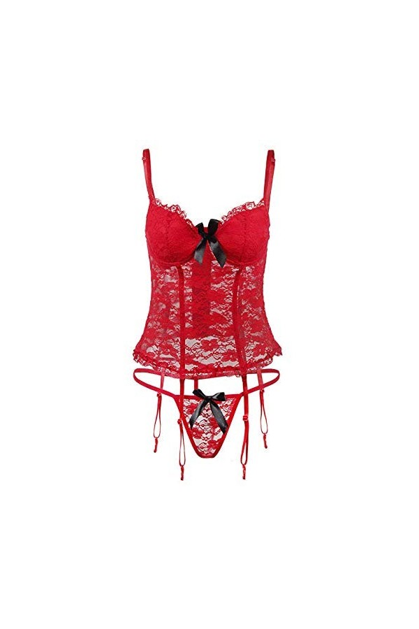 HODAGES Pyjama poupée Lingerie Femme Dentelle Noire Plus Taille Costume Vêtements de Nuit Robe Transparente Évider Chemise so