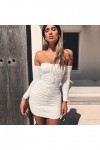 Robe Plissée À Cordon, Jupe Courte Ajustable À Manches Longues pour Le Printemps Et Lété, Jupe Sexy À La Hanche,Blanc,Medium