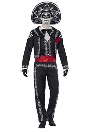 Smiffys BR43738XS Day of The Dead Señor Bones Costume, Homme, Noir, XS – Taille 76,2 à 81,3 cm